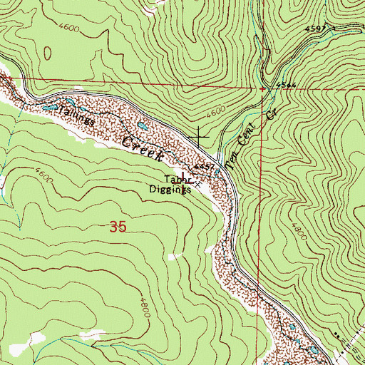 Topographic Map of Tabor Diggings, OR