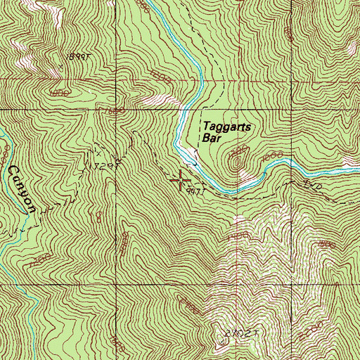 Topographic Map of Taggarts Bar, OR