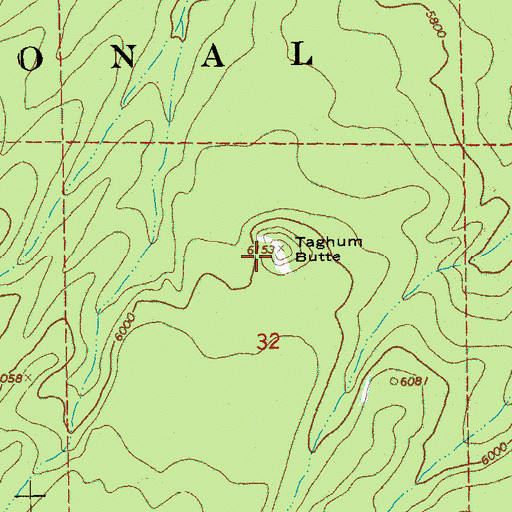 Topographic Map of Taghum Butte, OR