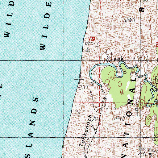 Topographic Map of Tahkenitch Creek, OR