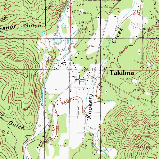 Topographic Map of Takilma, OR