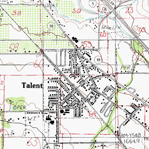 Topographic Map of Talent, OR