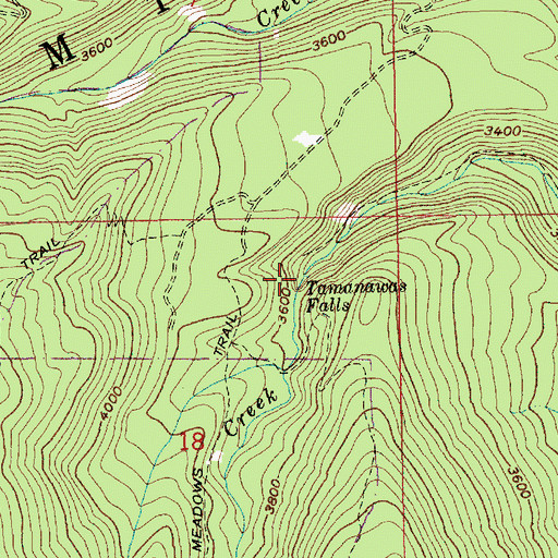 Topographic Map of Tamanawas Falls, OR