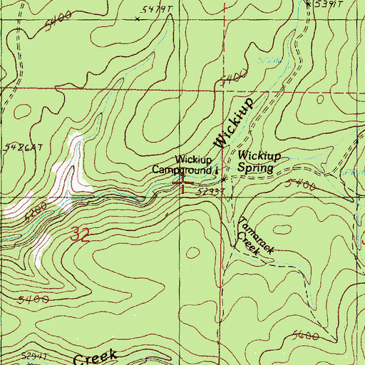 Topographic Map of Tamarack Creek, OR
