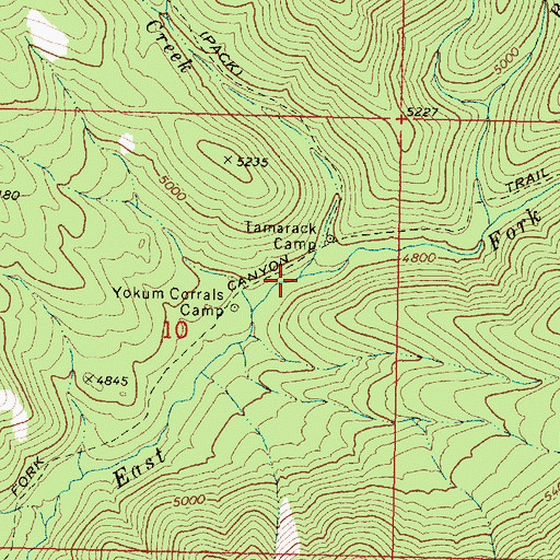 Topographic Map of Tamarack Creek, OR
