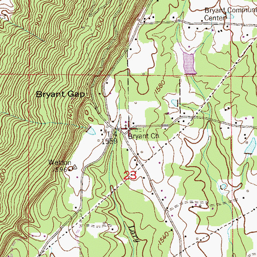 Topographic Map of Bryant Church, AL