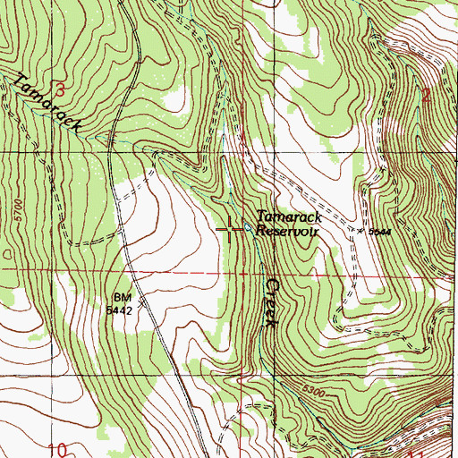 Topographic Map of Tamarack Reservoir, OR