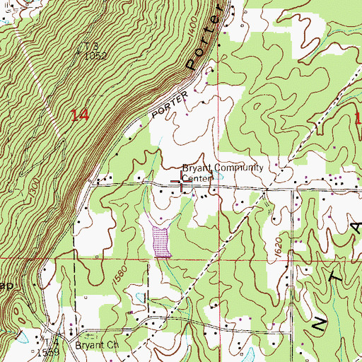 Topographic Map of Bryant Community Center, AL
