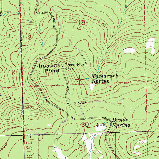 Topographic Map of Tamarack Spring, OR