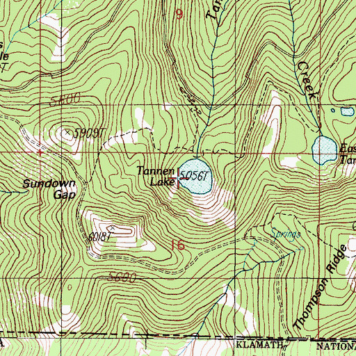 Topographic Map of Tanner Lake, OR