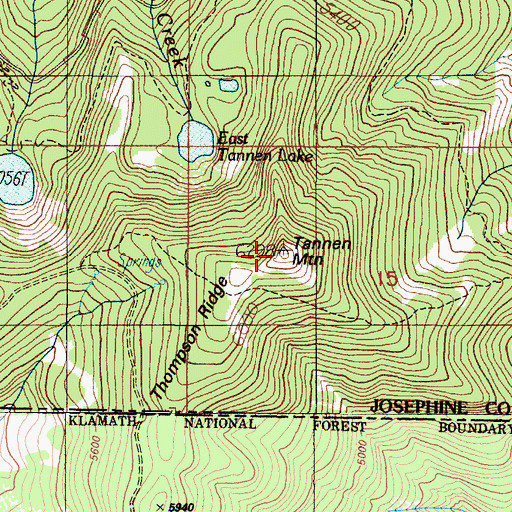 Topographic Map of Tanner Mountain, OR