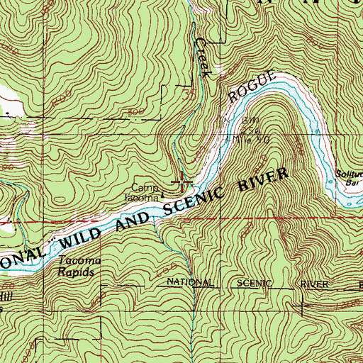 Topographic Map of Tate Creek, OR