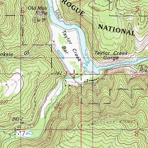 Topographic Map of Taylor Creek, OR