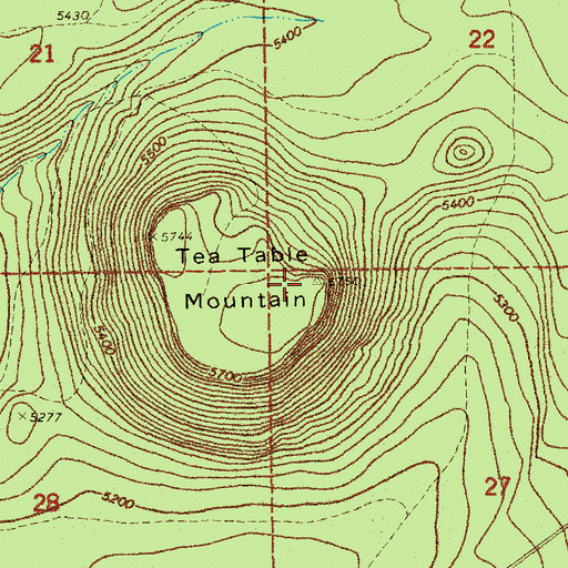 Topographic Map of Tea Table Mountain, OR