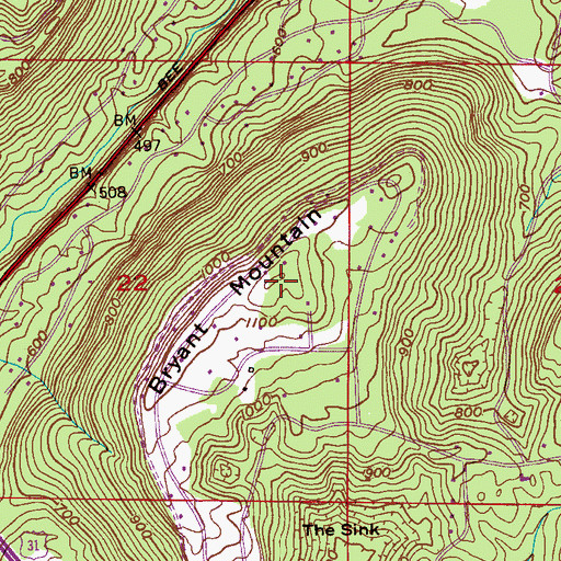 Topographic Map of Bryant Mountain, AL