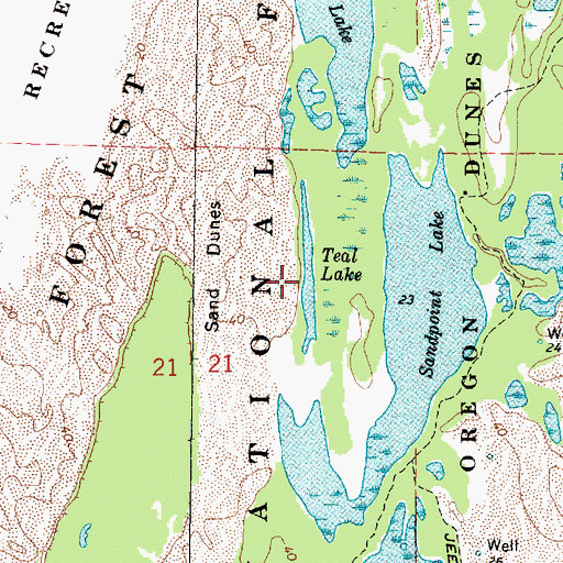 Topographic Map of Teal Lake, OR