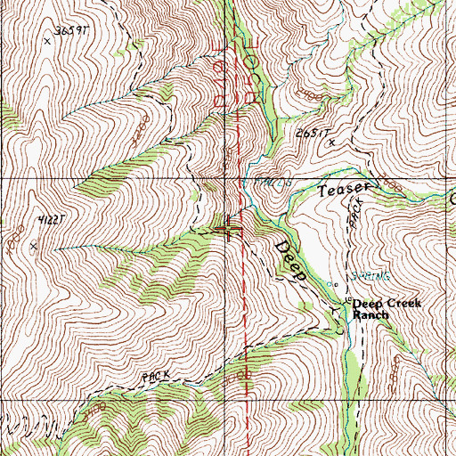 Topographic Map of Teaser Creek, OR
