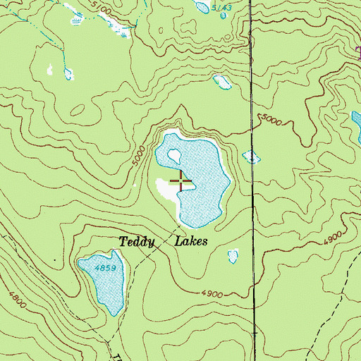 Topographic Map of Teddy Lakes, OR