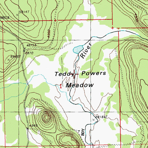 Topographic Map of Teddy Powers Meadow, OR