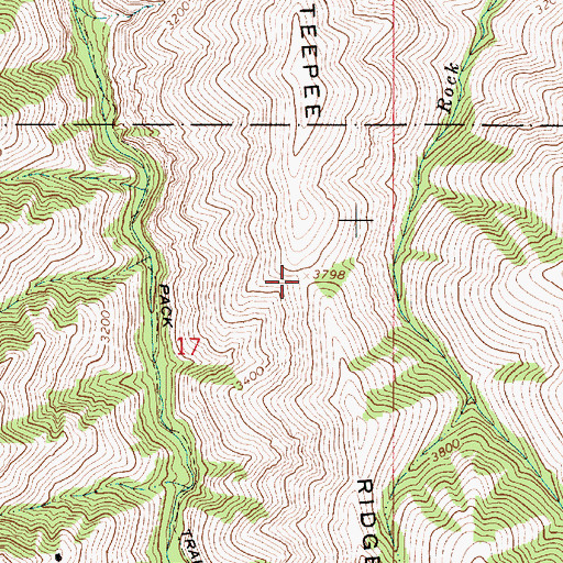 Topographic Map of Teepee Ridge, OR