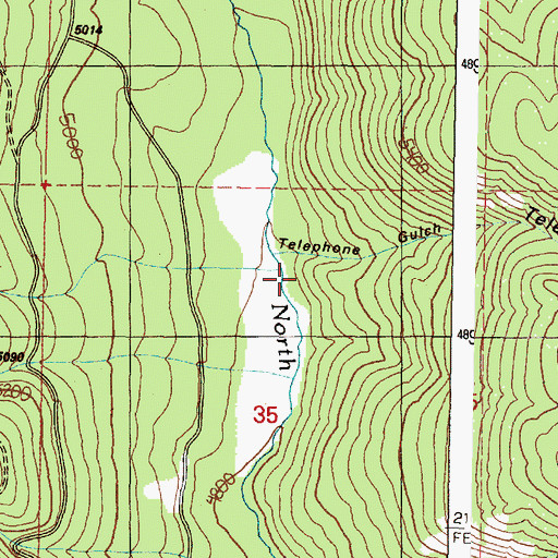 Topographic Map of Telephone Gulch, OR