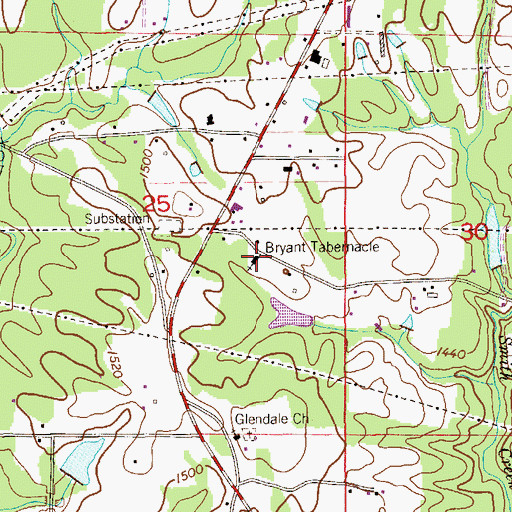 Topographic Map of Bryant Tabernacle, AL