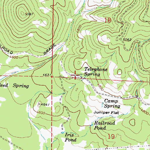 Topographic Map of Telephone Spring, OR