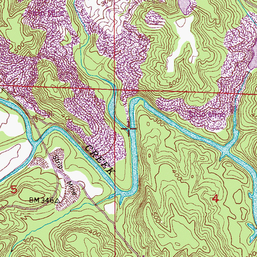 Topographic Map of Bryants Creek, AL
