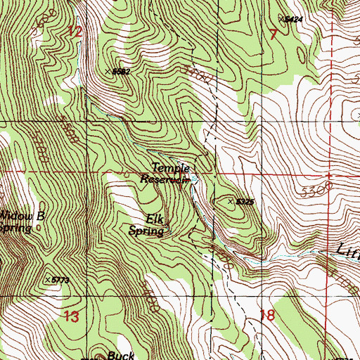 Topographic Map of Temple Reservoir, OR
