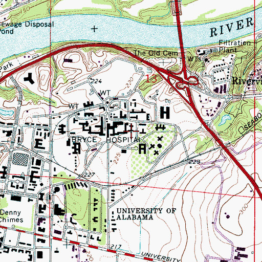 Topographic Map of Bryce Hospital, AL