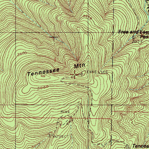 Topographic Map of Tennessee Mountain, OR