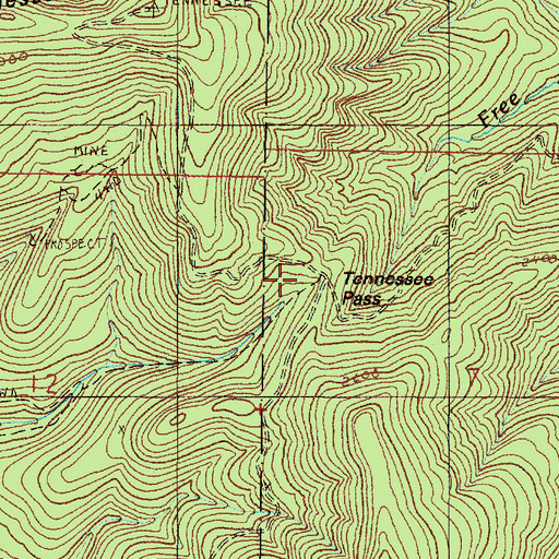 Topographic Map of Tennessee Pass, OR