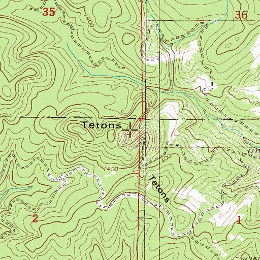 Topographic Map of Tetons, OR