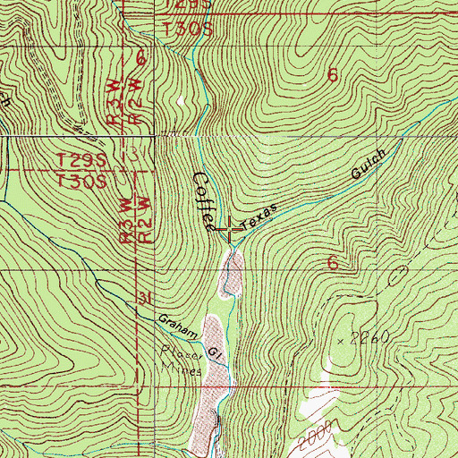 Topographic Map of Texas Gulch, OR