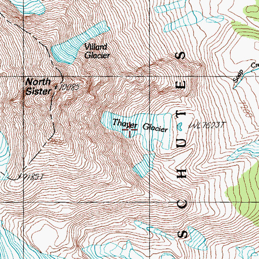 Topographic Map of Thayer Glacier, OR