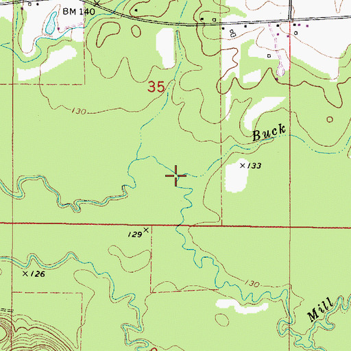 Topographic Map of Buck Branch, AL
