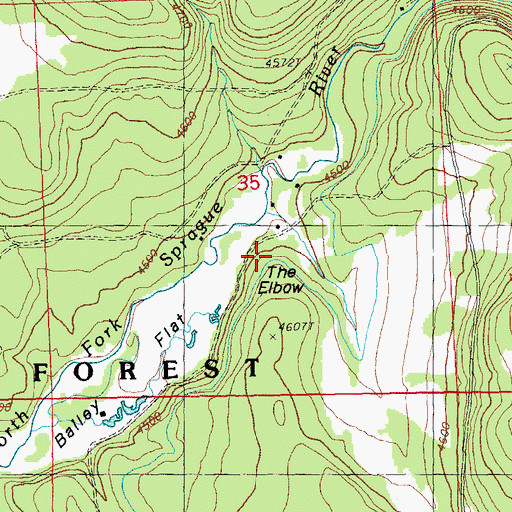 Topographic Map of The Elbow, OR
