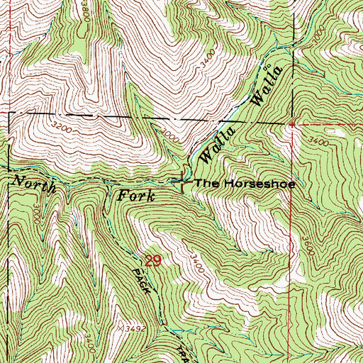 Topographic Map of The Horseshoe, OR