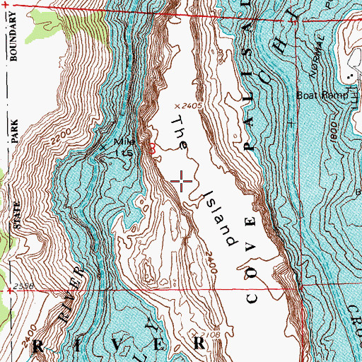 Topographic Map of The Island, OR