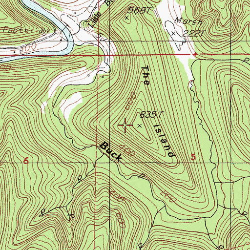 Topographic Map of The Island, OR