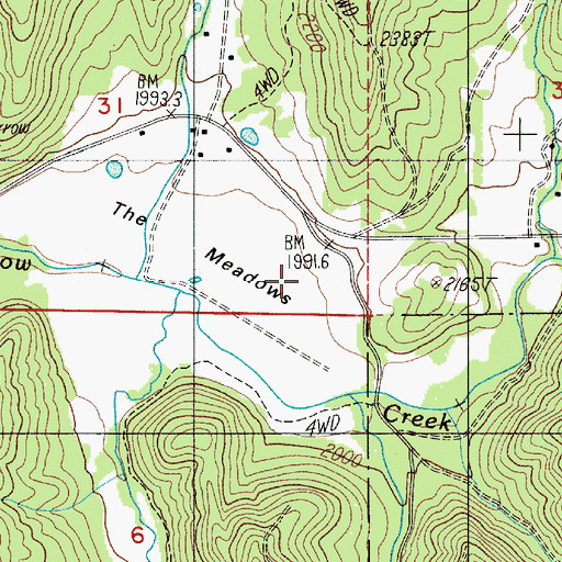 Topographic Map of The Meadows, OR