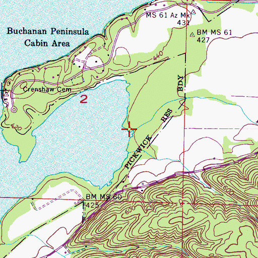 Topographic Map of Buck Branch, AL