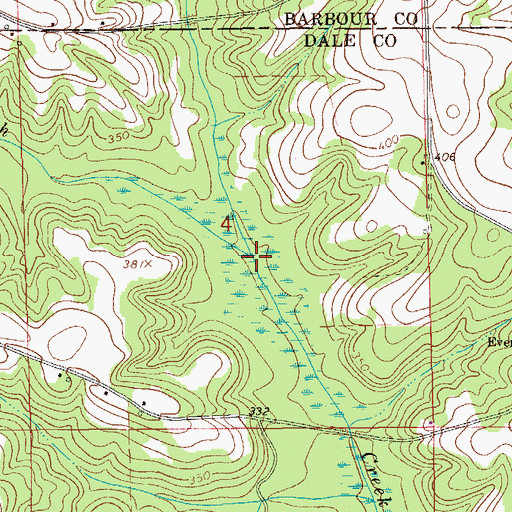 Topographic Map of Buck Branch, AL
