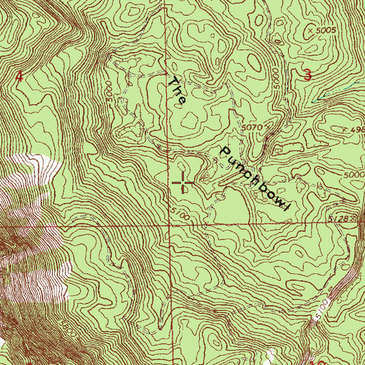 Topographic Map of The Punchbowl, OR
