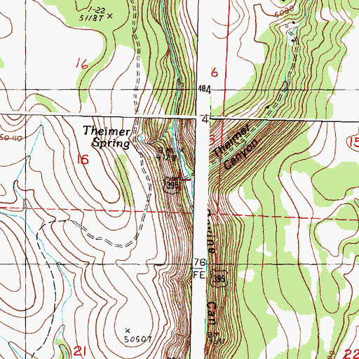 Topographic Map of Theimer Canyon, OR