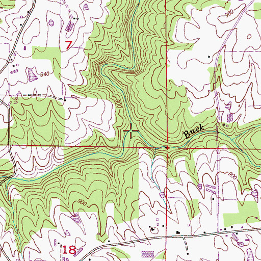 Topographic Map of Buck Branch, AL