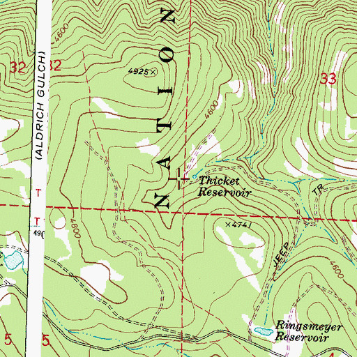 Topographic Map of Thicket Reservoir, OR