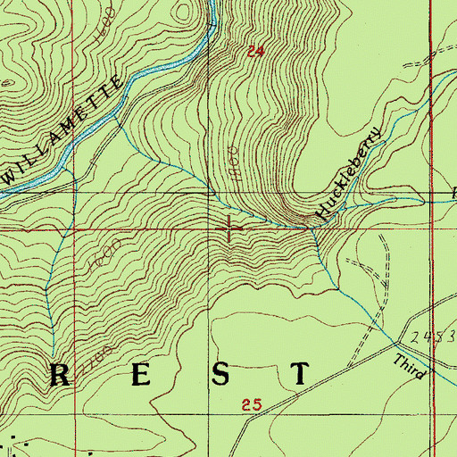 Topographic Map of Third Creek, OR