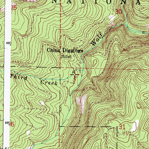 Topographic Map of Third Creek, OR
