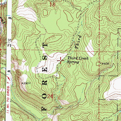 Topographic Map of Third Creek Spring, OR